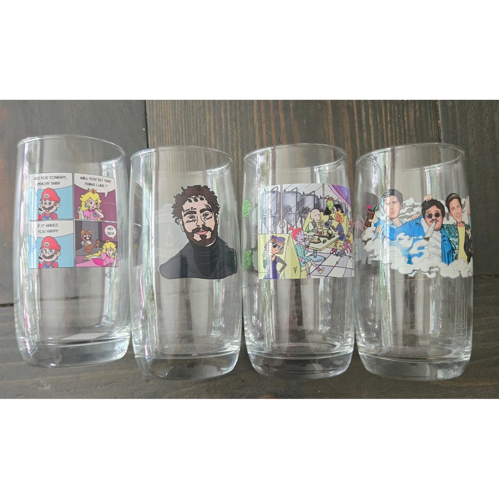 Custom Meme Beer Can Glass Lot Mario Post Malone‎ Weekend At Bernies
